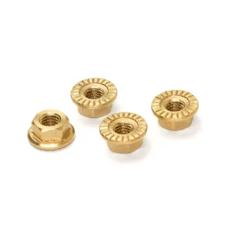 SMJ1345 Machine Cut Brass Serrate Flanged Wheel Nut M4 (4Pcs)